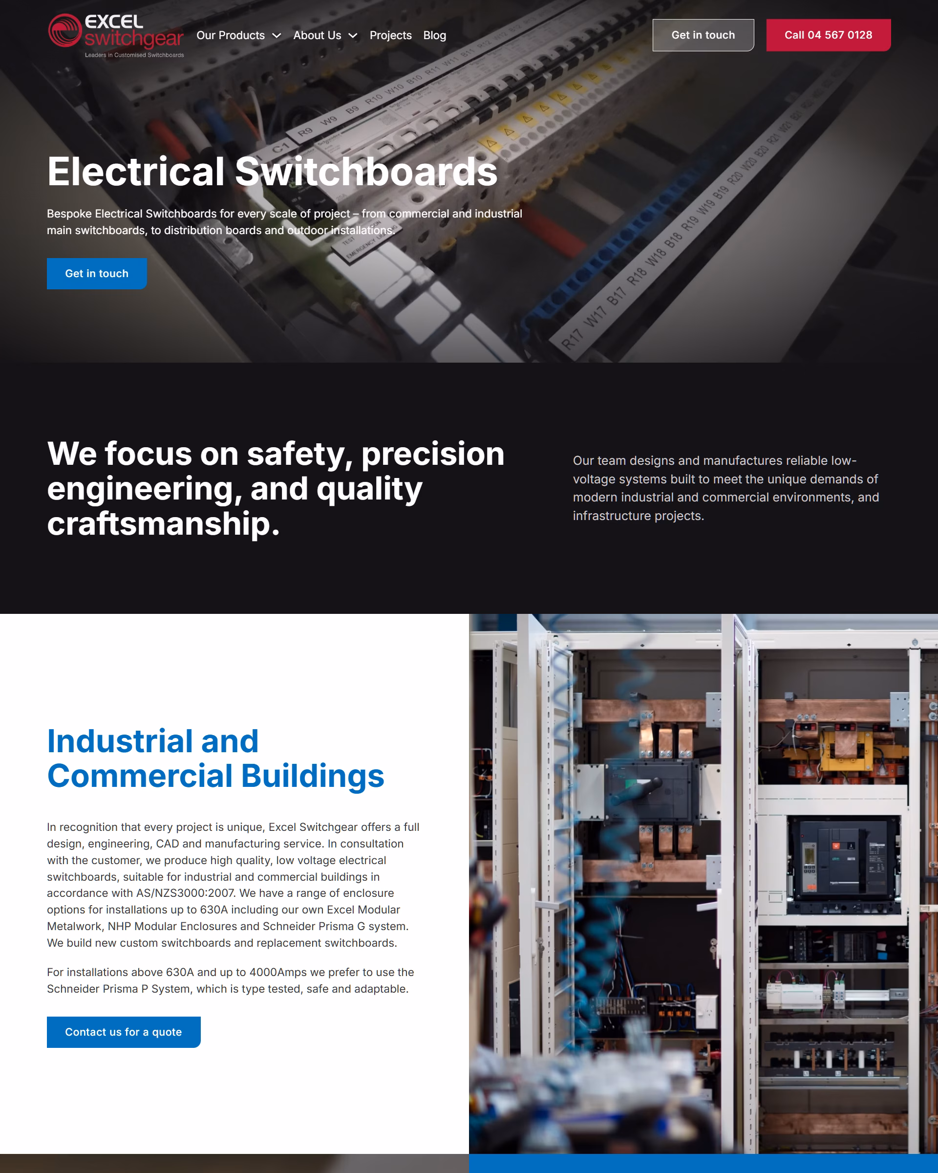 Excel Switchgear website designed by Grow My Business