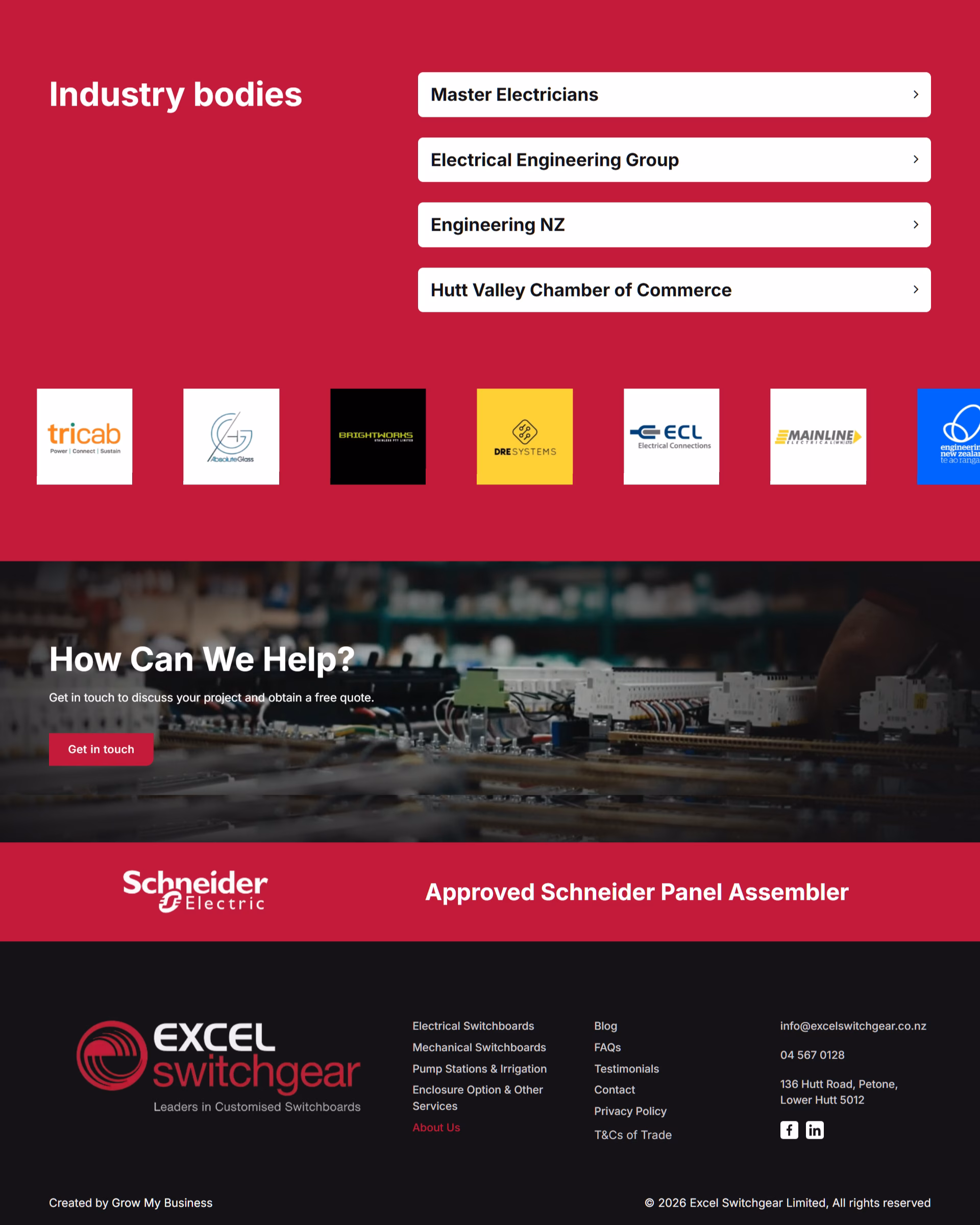 Excel Switchgear website designed by Grow My Business
