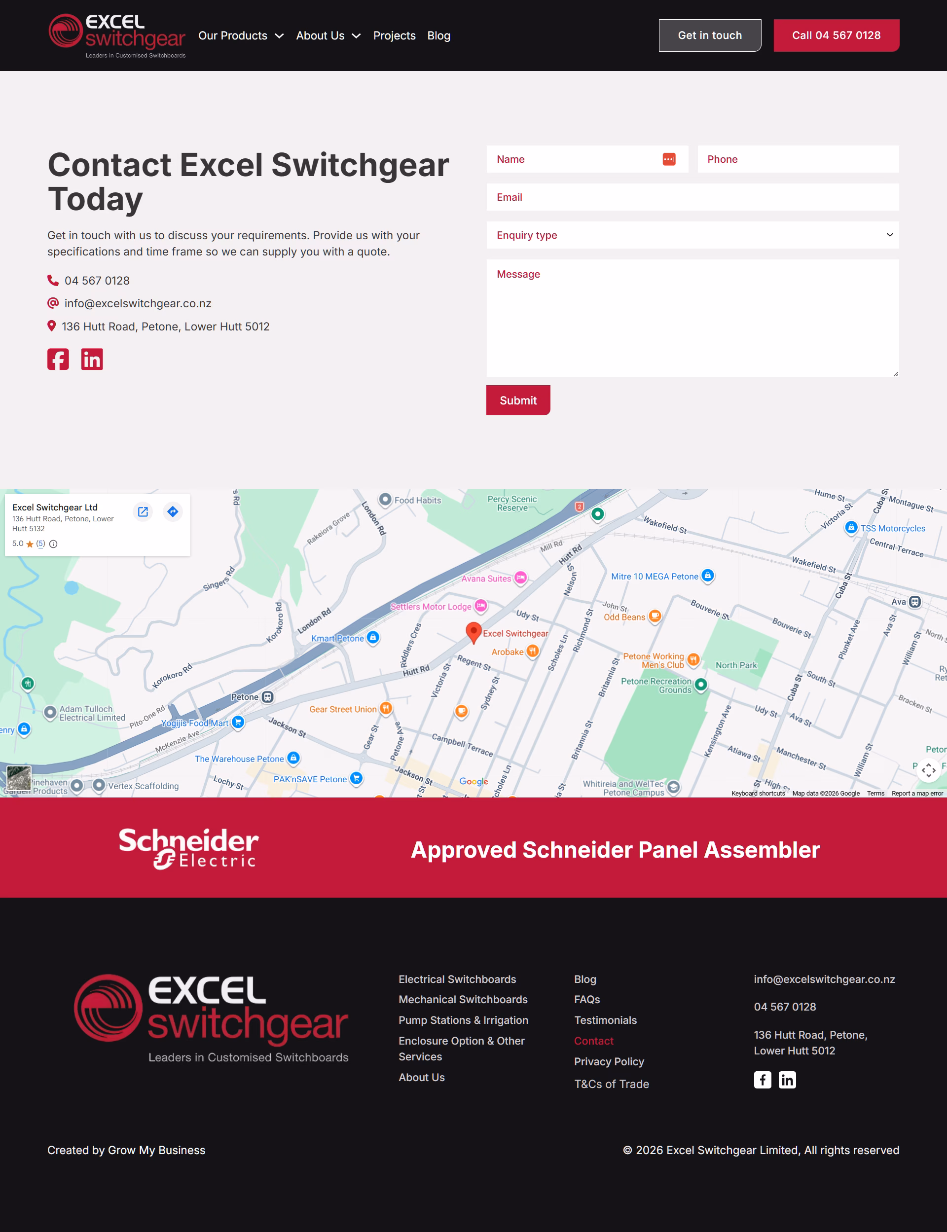 Excel Switchgear website designed by Grow My Business